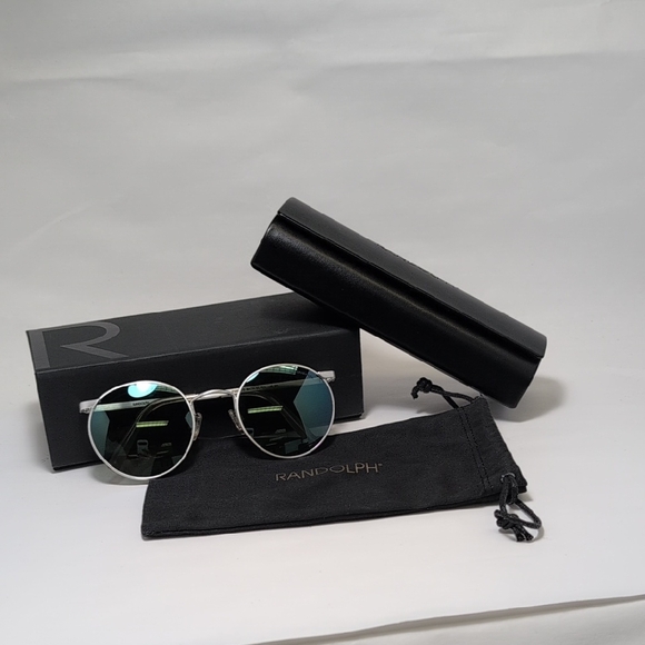 NEW Randolph Engineering Silver and Black Sunglasses - Picture 1 of 2